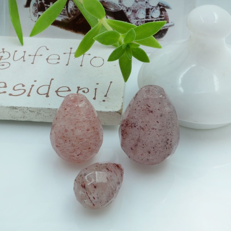 Goccia sfaccettata pietre dure quarzo ematoide diverse misure 1 pz per le tue creazioni!!