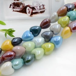 Perle cuore in ceramica smaltata colore mix 12 x 13 mm 1 filo 25pz Gioie d'Oriente