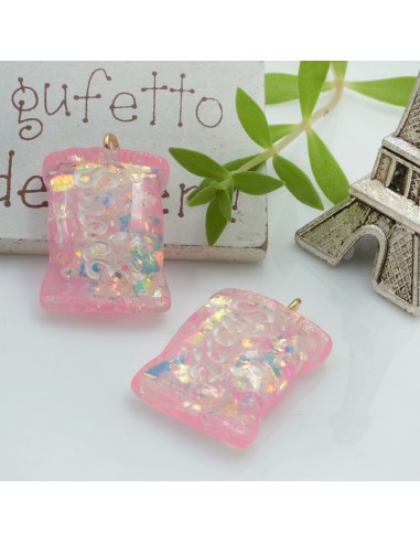 Ciondolo a forma di Caramella in resina colore rosa 28x18mm 2pz | GDO