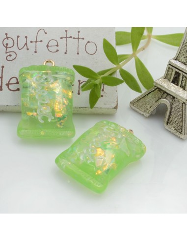 Ciondolo a forma di Caramella in resina colore verde chiaro 28x18mm 2pz | GDO