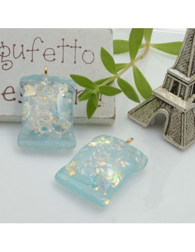 Ciondolo a forma di Caramella in resina colore azzurro 28x18mm 2pz | GDO