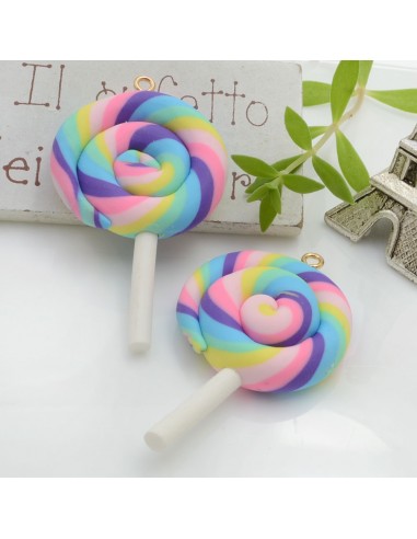 Ciondolo Lecca Lecca colore mix 4 in pasta polimerica 42x28mm 2pz | GDO
