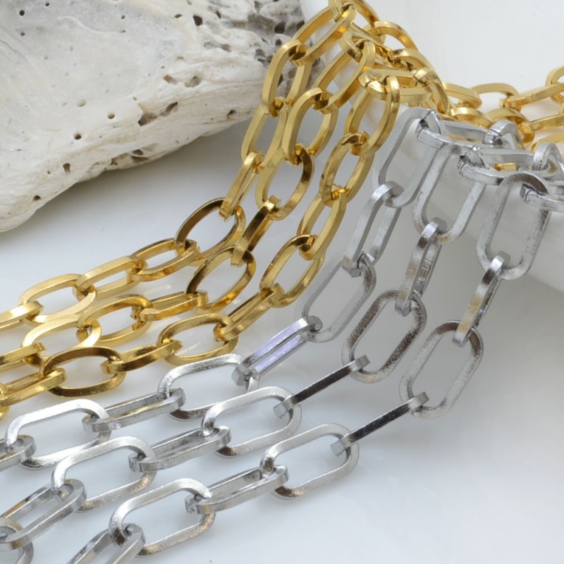 Catena Acciaio Inossidabile Filo Quadrato Oro/Argento 50cm | GDO