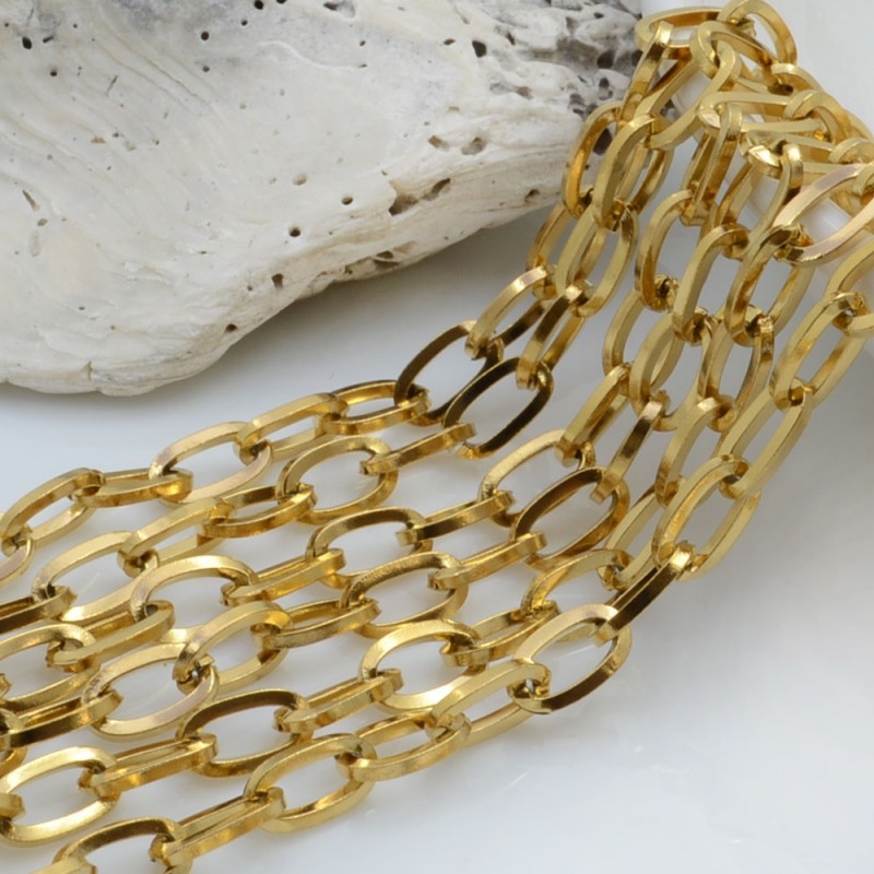 Catena Acciaio Inossidabile Filo Quadrato Oro/Argento 50cm | GDO