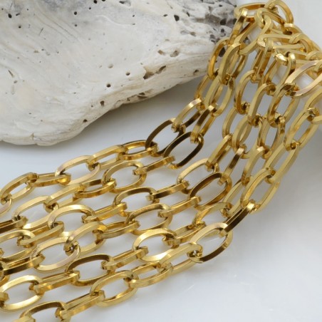 Catena Acciaio Inossidabile Filo Quadrato Oro/Argento 50cm | GDO