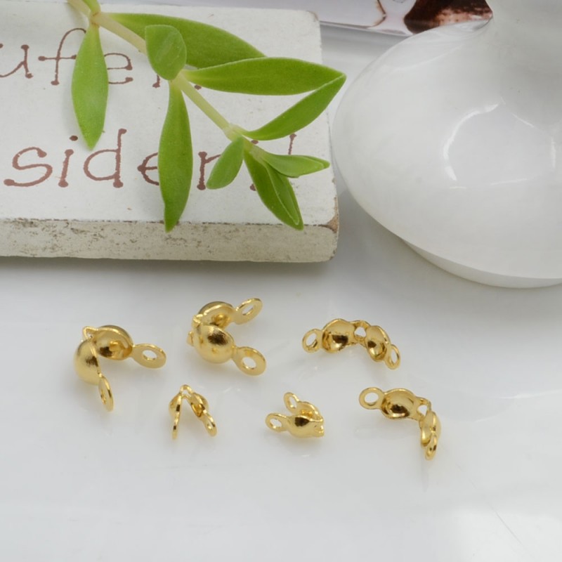 Terminale coprinodo acciaio oro 2mm 2.4mm 3.4mm aperti 10pz
