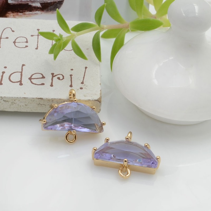 Connettore a forma di Mezza Luna di cristallo Lilla 14.5x16mm 1pz | GDO