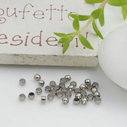 Schiaccini in acciaio colore argento rodio 2mm 2.5mm 3mm, confezione 30pz Gioie d'Oriente