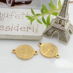 Connettore cerchio San Benedetto in acciaio inox oro 20 x 14 mm 1pz Gioie d'Oriente