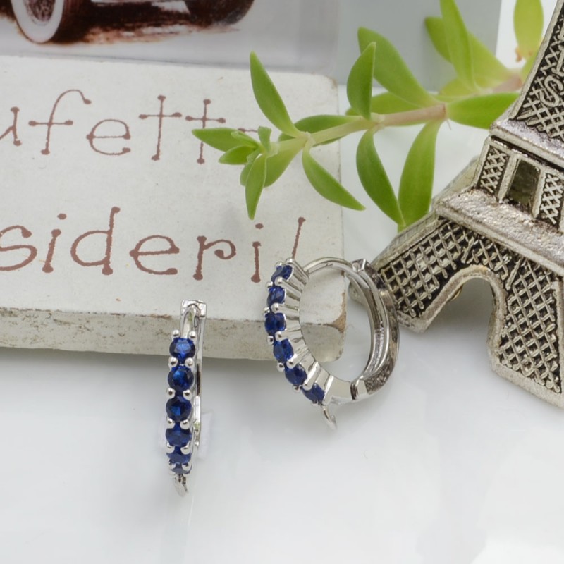 Orecchini cerchio con strass in ottone argento rodio 14 mm 1 paio Gioie d'Oriente