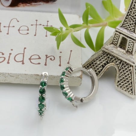 Orecchini cerchio con strass in ottone argento rodio 14 mm 1 paio Gioie d'Oriente