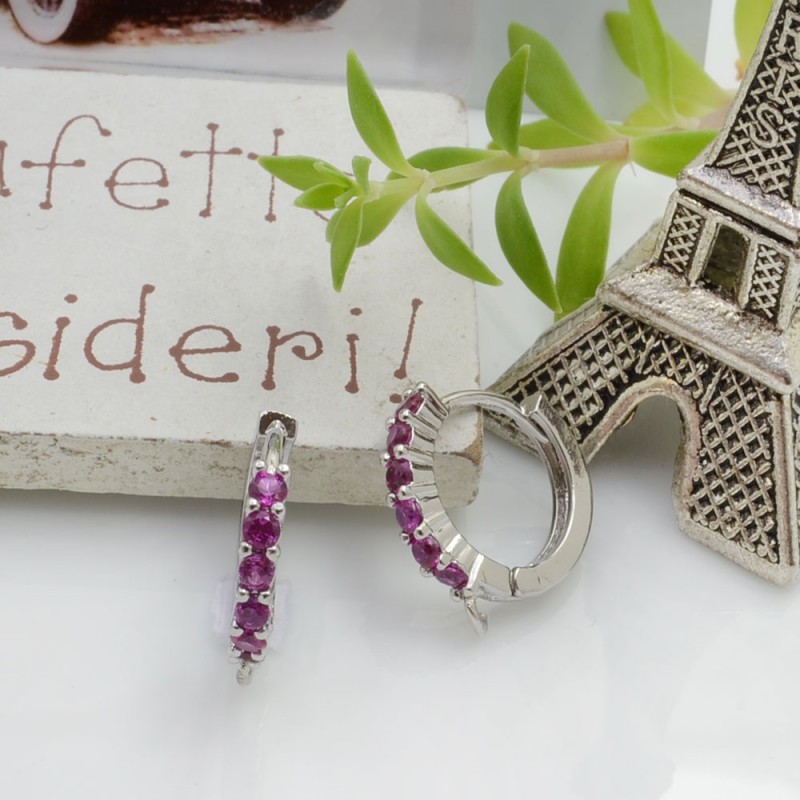 Orecchini cerchio con strass in ottone argento rodio 14 mm 1 paio Gioie d'Oriente