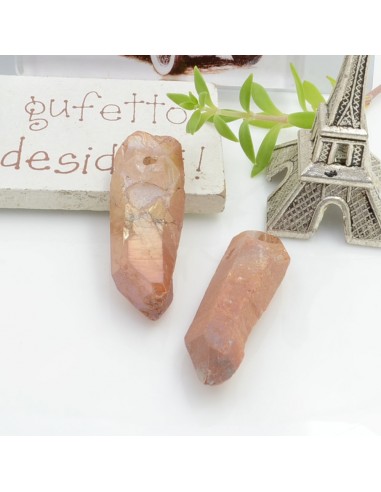 Cristallo naturale colorato cammello AB forma Bullet lunghi 1 pz con foro passante alto per tue creazioni