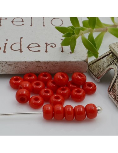 Perline di vetro a rondella con foro largo colore rosso chiaro 3x4mm 70pz | GDO