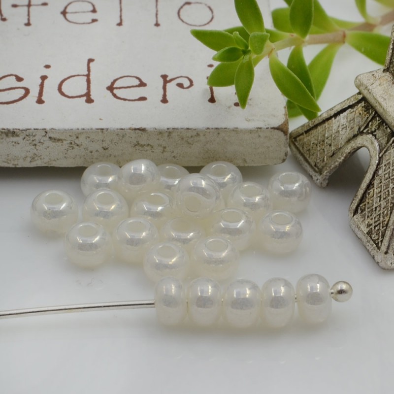 Perline vetro rondella 3x4mm panna foro1.3mm 70pz luminose |GDO