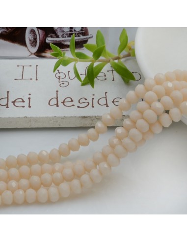 Filo di Mezzi Cristalli Cipria Chiaro Rondelle 3x4mm Sfaccettati Briolette 125 a 145pz GDO | Gioie d'Oriente