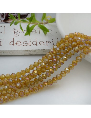 Filo di Mezzi Cristalli Topazio AB Rondelle 3x4mm Sfaccettati Briolette 125 a 145pz GDO | Gioie d'Oriente