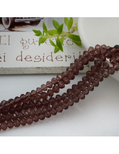 Filo di Mezzi Cristalli colore Melanzana Rondelle 3x4mm Sfaccettati Briolette 125 a 145pz GDO | Gioie d'Oriente