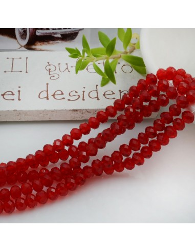 Filo di Mezzi Cristalli Rosso Trasparente Rondelle 3x4mm Sfaccettati Briolette 125 a 145pz GDO | Gioie d'Oriente
