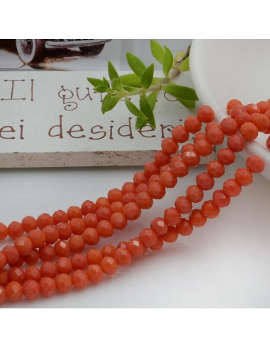 Filo di Mezzi Cristalli colore Pesca Scuro Rondelle 3x4mm Sfaccettati Briolette 125 a 145pz GDO | Gioie d'Oriente