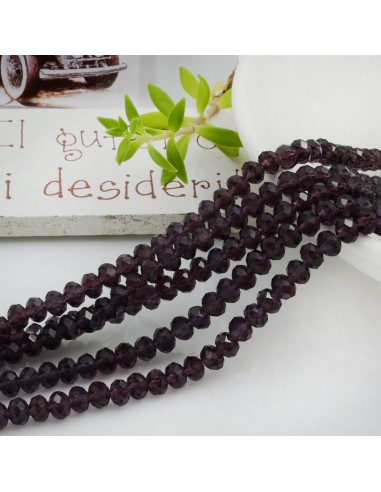 Filo di Mezzi Cristalli colore Melanzana Scuro Rondelle 3x4mm Sfaccettati Briolette 125 a 145pz GDO | Gioie d'Oriente