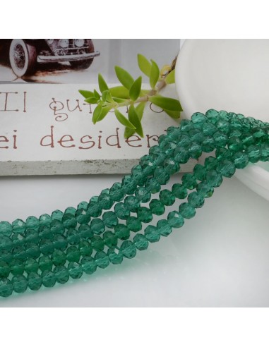 Filo di Mezzi Cristalli Verde Smeraldo Rondelle 3x4mm Sfaccettati Briolette 125 a 145pz GDO | Gioie d'Oriente