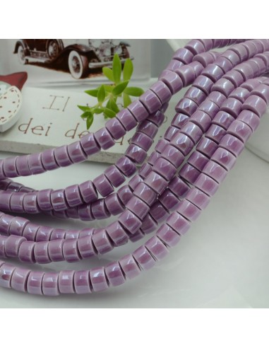 Filo perle rondella in ceramica colore lilla 4x6mm 80pz GDO