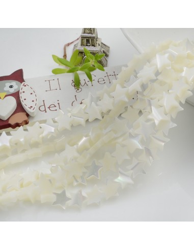 MADREPERLA NATURALE bianco forma stella liscia 9 mm 50 pz 40 cm per le tue creazioni!!