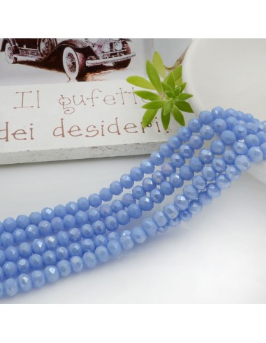 Filo di Mezzi Cristalli Cielo Chiaro AB Rondelle 3x4mm Sfaccettati Briolette 125 a 145pz GDO | Gioie d'Oriente