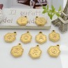 Ciondolo medaglia esagonale con letterina in acciaio colore oro 17 x 12 mm 1 pz per le tue creazioni!!