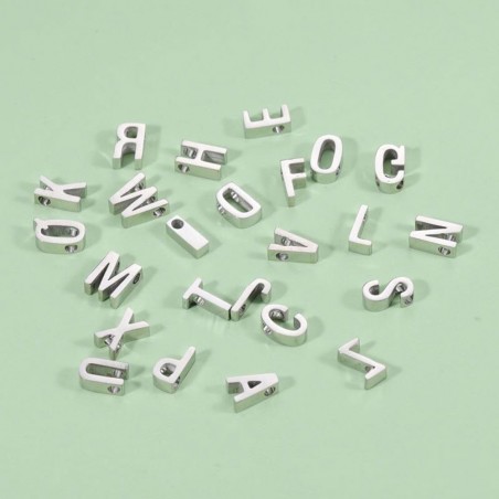 Distanziatore lettera alfabeto in acciaio rodio 8mm 1pz Gioie d'Oriente