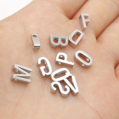 Distanziatore lettera alfabeto in acciaio rodio 8mm 1pz Gioie d'Oriente