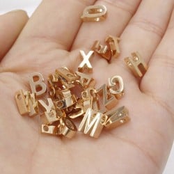 Distanziatore lettera alfabeto in acciaio oro rosa 8mm 1pz Gioie d'Oriente 2