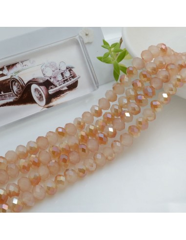 Filo di Mezzi Cristalli Panna Cammello AB Rondelle Cipollotti 4x6mm Sfaccettati Briolette circa 90pz GDO | Gioie d'Oriente
