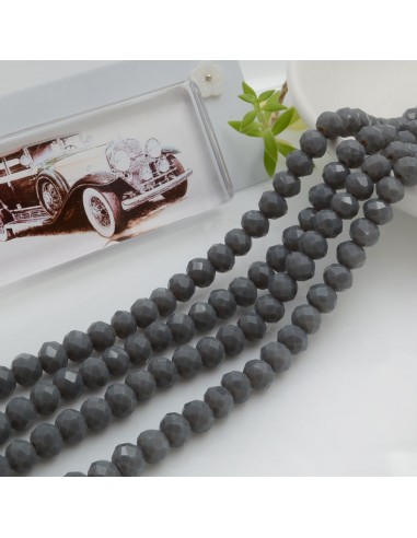 Filo di Mezzi Cristalli Grigio Scuro Rondelle Cipollotti 4x6mm Sfaccettati Briolette circa 90pz GDO | Gioie d'Oriente