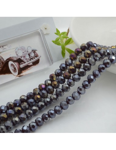 Filo di Mezzi Cristalli Viola Scuro AB Rondelle Cipollotti 4x6mm Sfaccettati Briolette circa 90pz GDO | Gioie d'Oriente