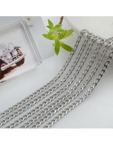 Catena grumetta piatta in acciaio varie misure per bigiotteria 50 cm orecchini collane e bracciali fai da te