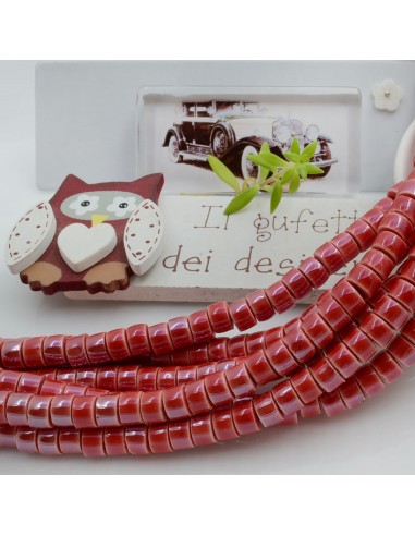 Filo perle rondella in ceramica colore rosso 4x6mm 80pz GDO