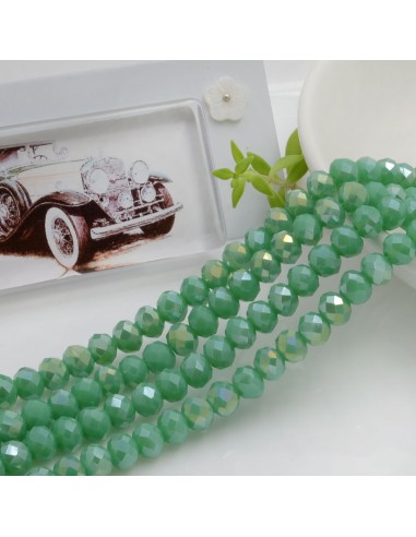 Filo di Mezzi Cristalli Verde Chiaro AB Rondelle Cipollotti 4x6mm Sfaccettati Briolette circa 90pz GDO | Gioie d'Oriente