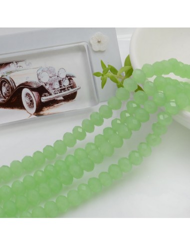 Filo di Mezzi Cristalli Verde Giada Rondelle Cipollotti 4x6mm Sfaccettati Briolette circa 90pz GDO | Gioie d'Oriente