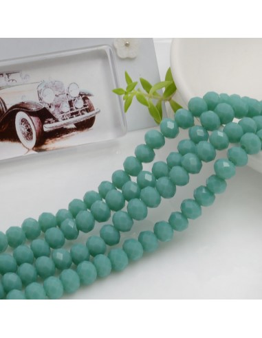 Filo di Mezzi Cristalli Verde Tiffany Rondelle Cipollotti 4x6mm Sfaccettati Briolette circa 90pz GDO | Gioie d'Oriente