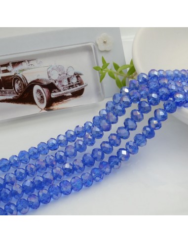 Filo di Mezzi Cristalli Blu Trasparente AB Rondelle Cipollotti 4x6mm Sfaccettati Briolette circa 90pz GDO | Gioie d'Oriente