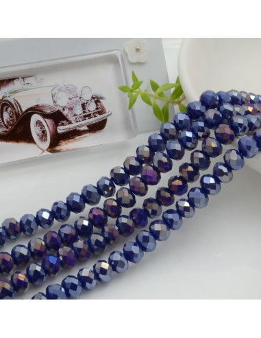 Filo di Mezzi Cristalli Blu Rodiato Rondelle Cipollotti 4x6mm Sfaccettati Briolette circa 90pz GDO | Gioie d'Oriente