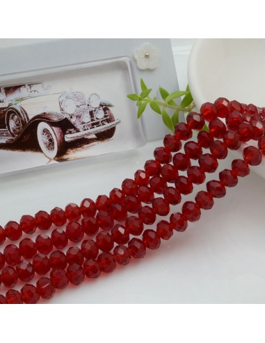 Filo di Mezzi Cristalli Bordeaux Trasparente Rondelle Cipollotti 4x6mm Sfaccettati Briolette circa 90pz GDO | Gioie d'Oriente