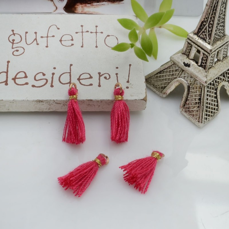 Mini nappine in cotone con anellina oro 10-12 mm 4pz vari colori Gioie d'Oriente