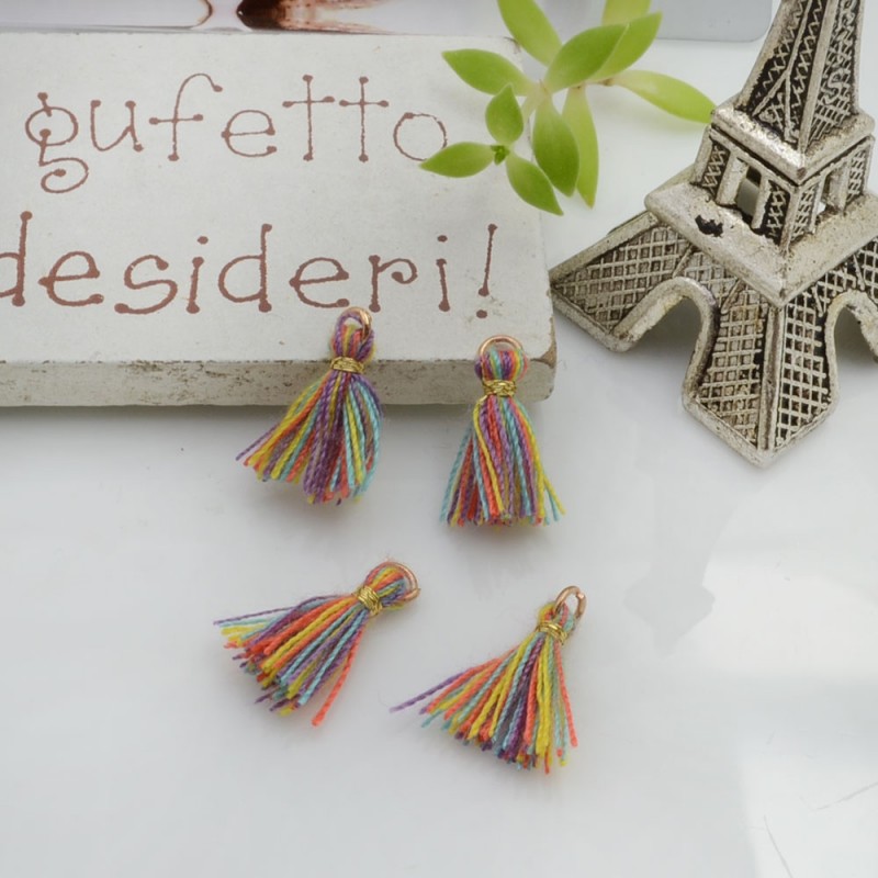Mini nappine in cotone con anellina oro 10-12 mm 4pz vari colori Gioie d'Oriente