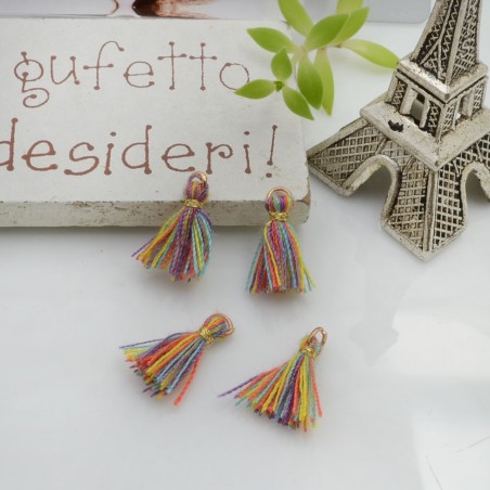 Mini nappine in cotone con anellina oro 10-12 mm 4pz vari colori Gioie d'Oriente