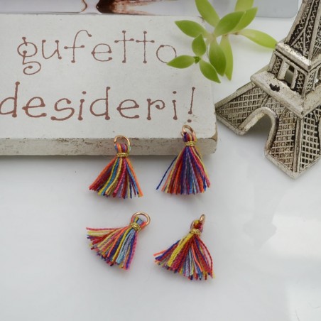 Mini nappine in cotone con anellina oro 10-12 mm 4pz vari colori Gioie d'Oriente