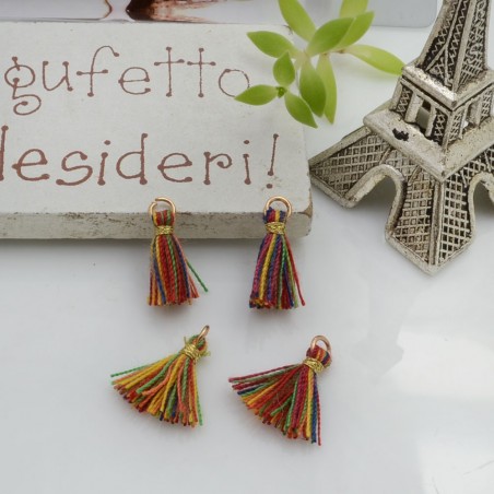 Mini nappine in cotone con anellina oro 10-12 mm 4pz vari colori Gioie d'Oriente
