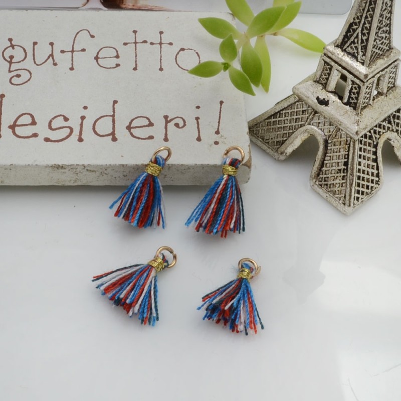 Mini nappine in cotone con anellina oro 10-12 mm 4pz vari colori Gioie d'Oriente